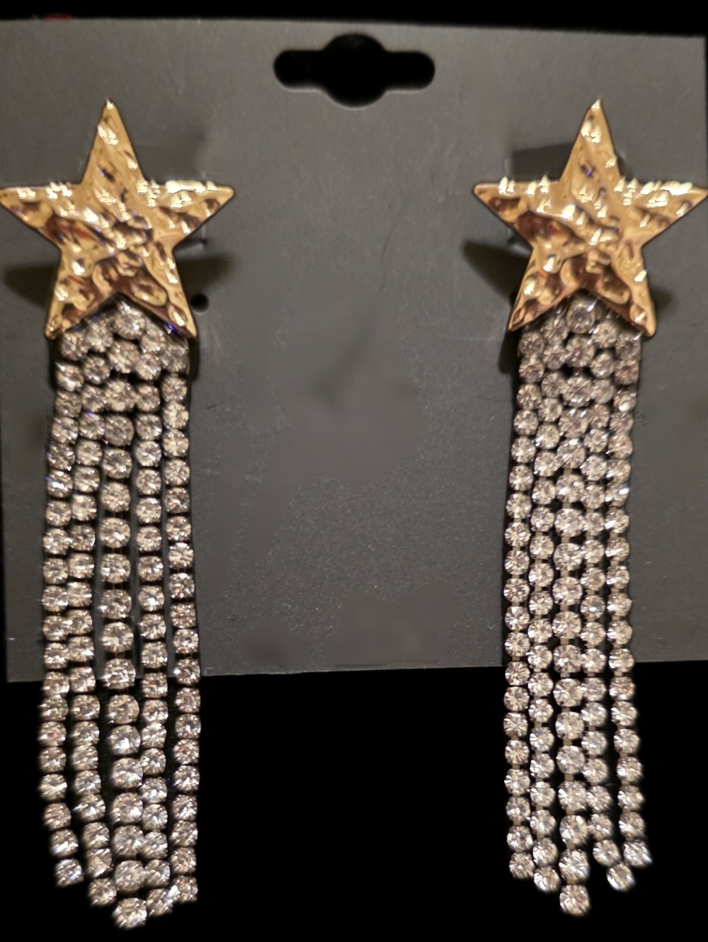 Star Crystal Fringe Drop Earrings